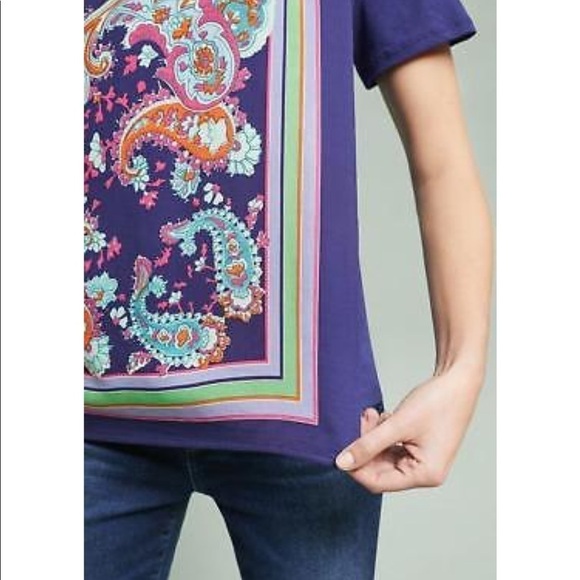 ANTHROPOLOGIE NWT Maddie Printed Top Maeve Tee New - Picture 3 of 4